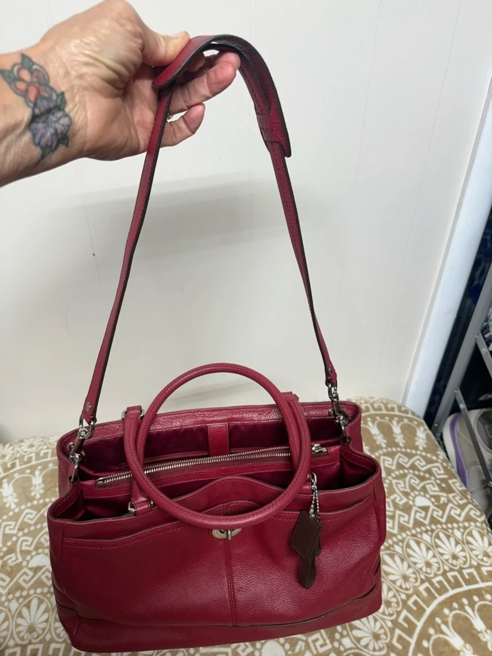 Coach Park  Large Carryall F23268 in Red Pebbled Leather